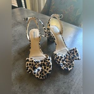 Leopard print satin heels